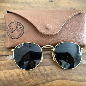 Ray-Ban Gold Frame Sunglasses with Black Lenses